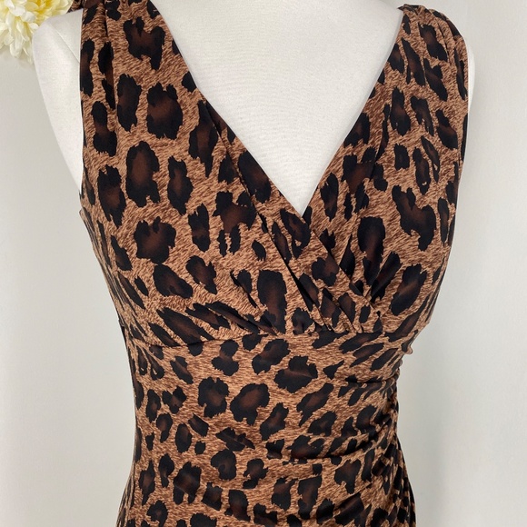 RALPH LAUREN Leopard Animal Print Body Con Stretch Dress Size Small - Picture 7 of 11